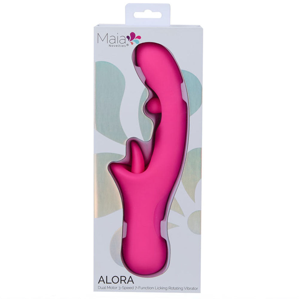 Maia ALORA - Pink 24.1 cm USB Rechargeable Rotating & Licking Vibrator-BO-25-10-PINK