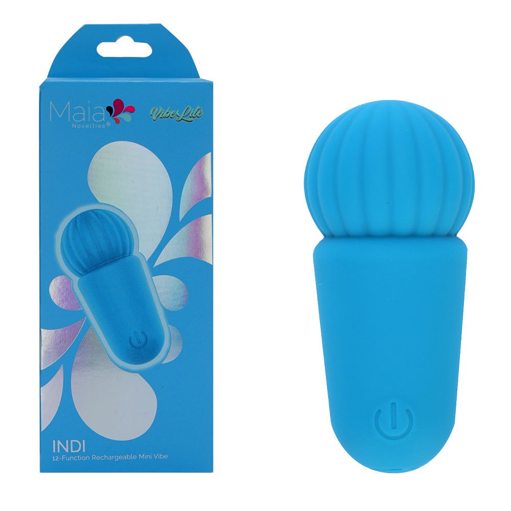 Maia INDI - Blue 7.6 cm USB Rechargeable Mini Vibrating Wand - BO-25-29
