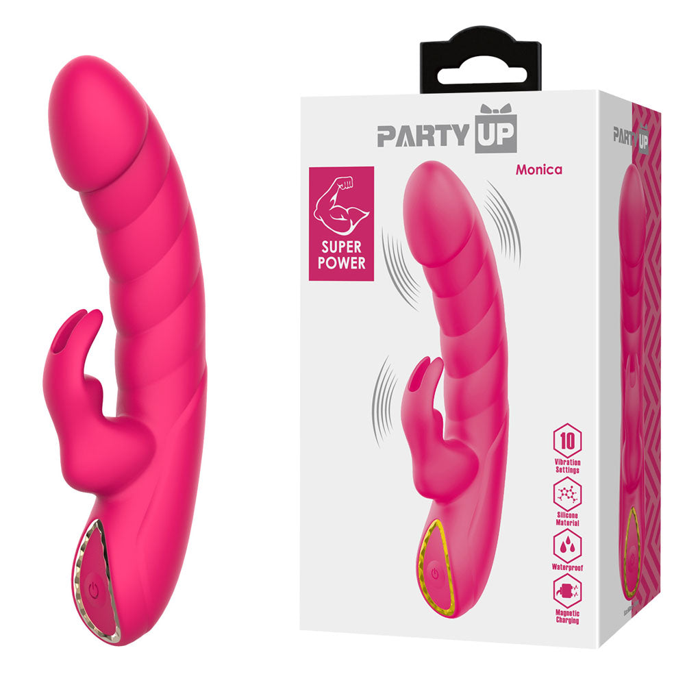 Party Up MONICA - Pink - Pink 15.8 cm USB Rechargeable Rabbit Vibrator-BP-W00006