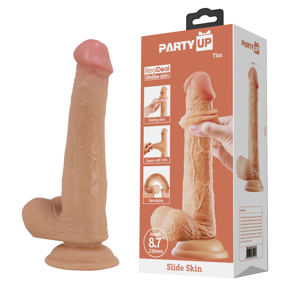 Party Up TIM Slide Skin Dong - Flesh 22 cm Flexible Dildo-BW-008117LP-PU