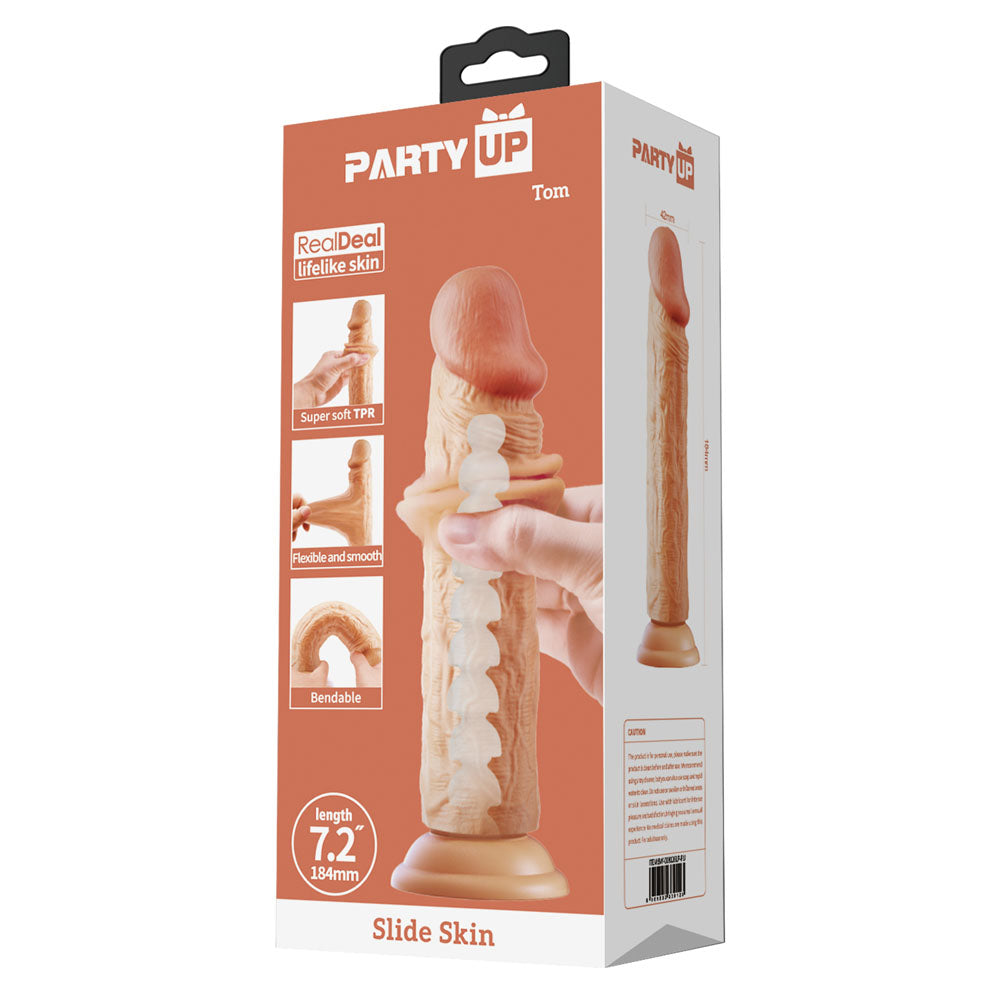 Party Up TOM Slide Skin Dong - Flesh 18.4 cm Flexible Dildo-BW-008126LP-PU