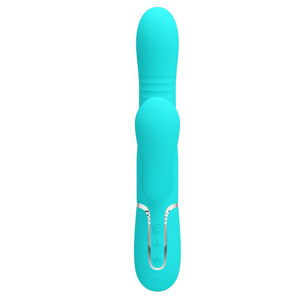 Party Up PAUL Rolling Beads Vibrator - Teal - Teal 22.6 cm USB Rechargeable Thrusting Rabbit Vibrator-BW-500034-1-PU