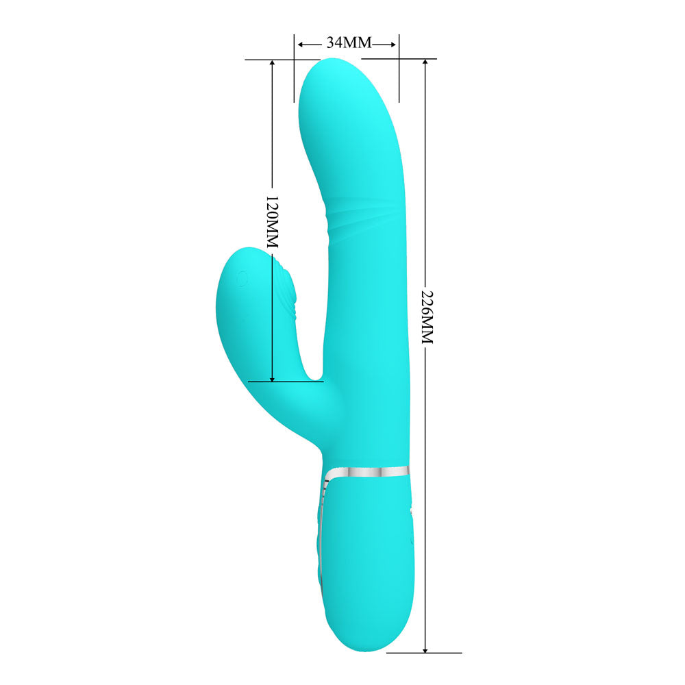 Party Up PAUL Rolling Beads Vibrator - Teal - Teal 22.6 cm USB Rechargeable Thrusting Rabbit Vibrator-BW-500034-1-PU
