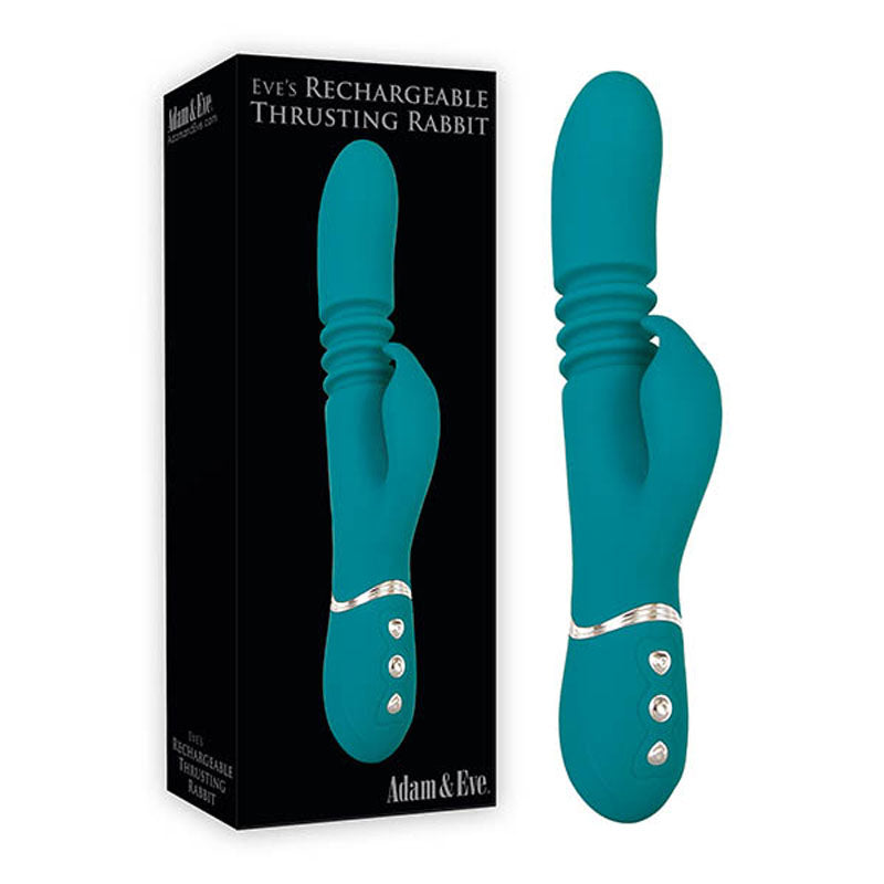 Adam & Eve Eves Rechargeable Thrusting Rabbit - Green 22.9 cm (9) USB Rechargeable Thrusting Ra