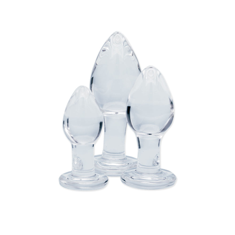 Clarity - Utopian Trinity - Clear Glass Butt Plugs - Set of 3 Sizes-CLA-24