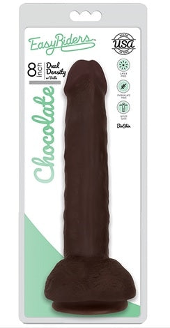 Easy Riders 8" Slim Bioskin Dong With Balls Chocolate-CN18091711