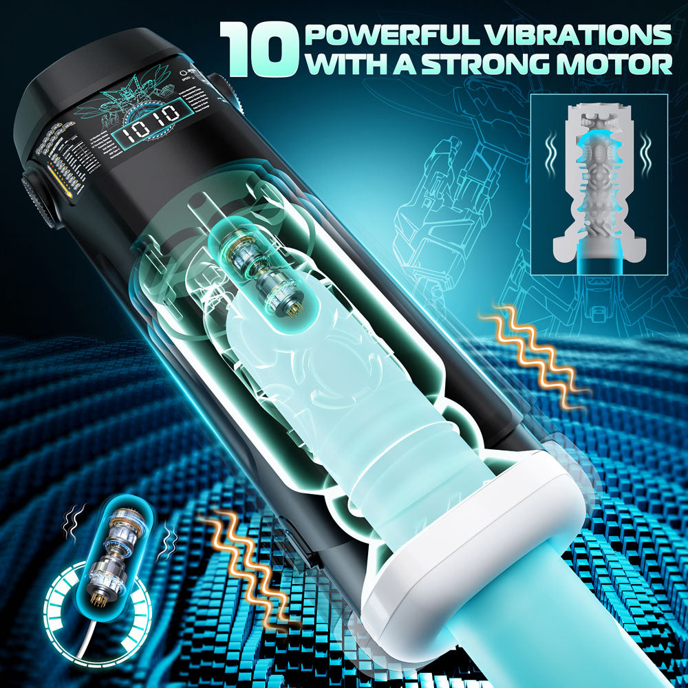 CyberSkin The Titan - Black USB Rechargeable Thrusting & Vibrating Auto Masturbator with Heater - CS-BT-BLK