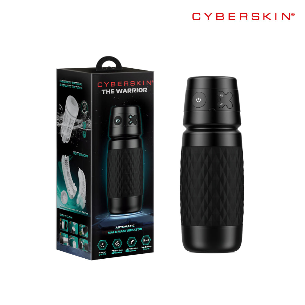 CyberSkin The Warrior - Black USB Rechargeable Sucking & Vibrating Auto Masturbator - CS-BW-BLK