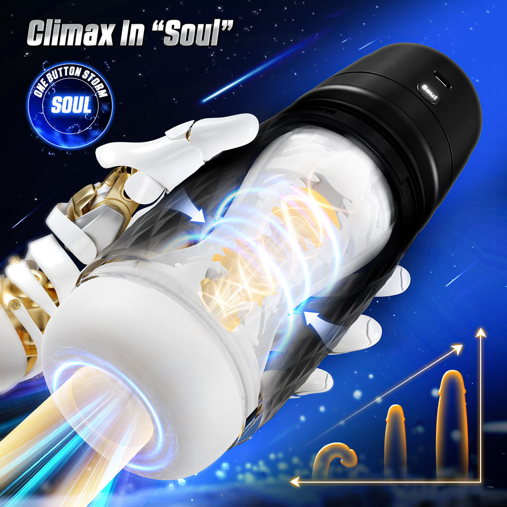 CyberSkin The Warrior - Black USB Rechargeable Sucking & Vibrating Auto Masturbator - CS-BW-BLK