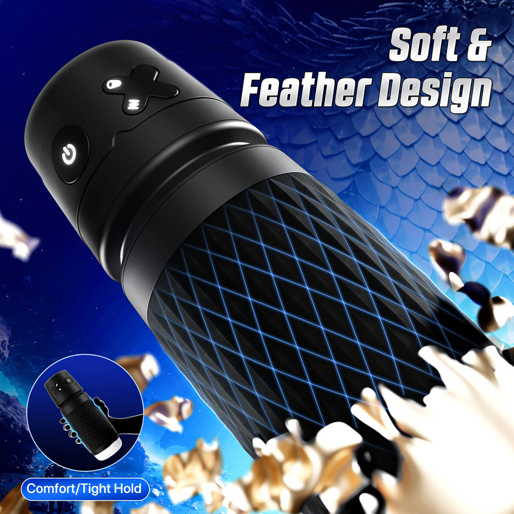 CyberSkin The Warrior - Black USB Rechargeable Sucking & Vibrating Auto Masturbator - CS-BW-BLK