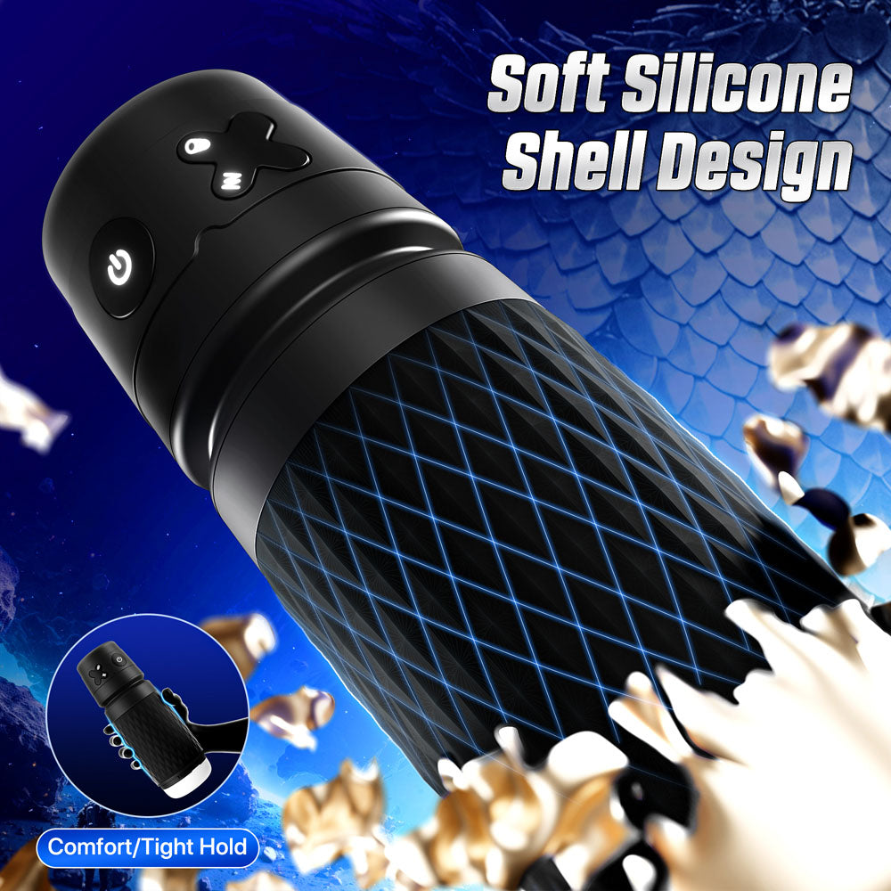 CyberSkin The Warrior - Black USB Rechargeable Sucking & Vibrating Auto Masturbator - CS-BW-BLK