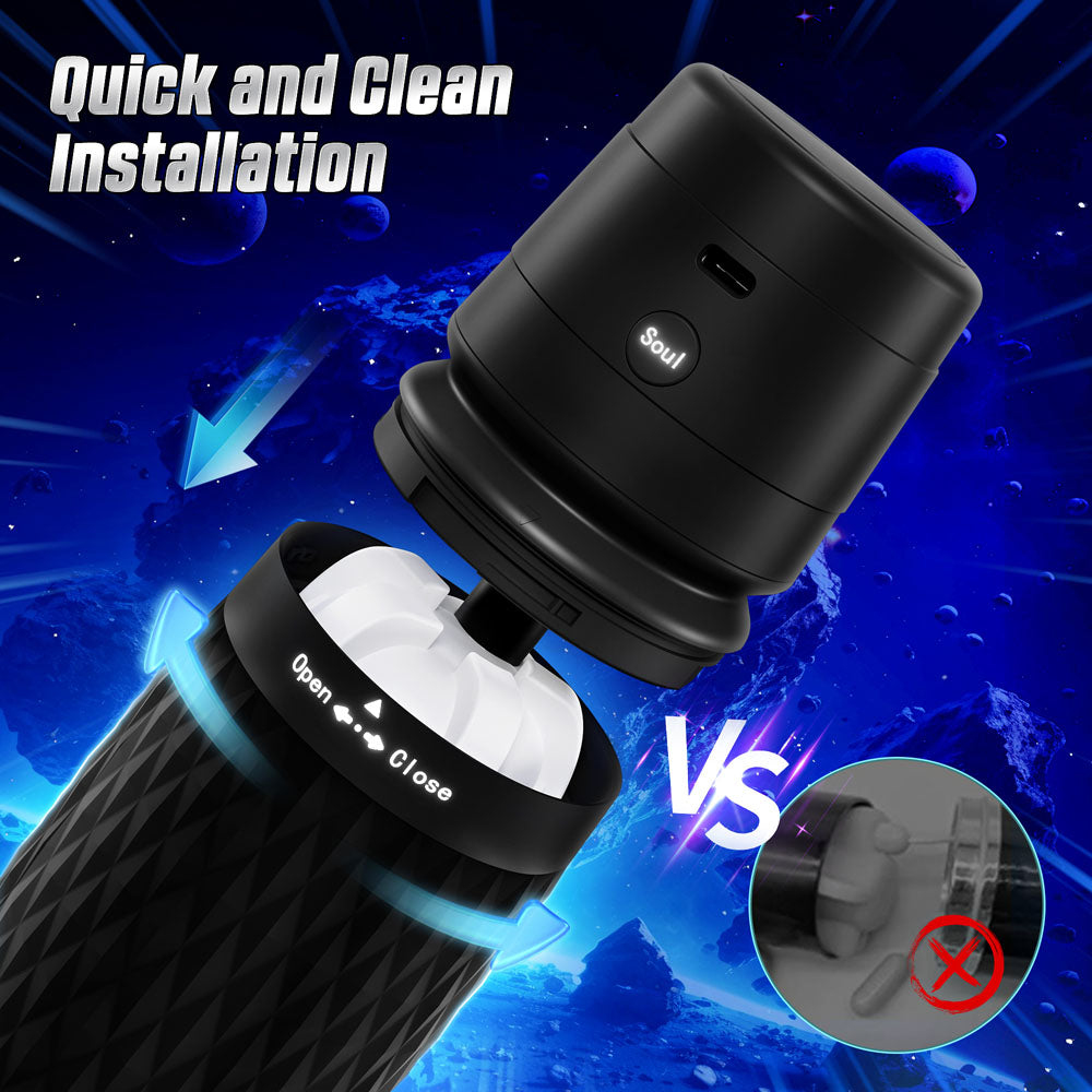 CyberSkin The Warrior - Black USB Rechargeable Sucking & Vibrating Auto Masturbator - CS-BW-BLK