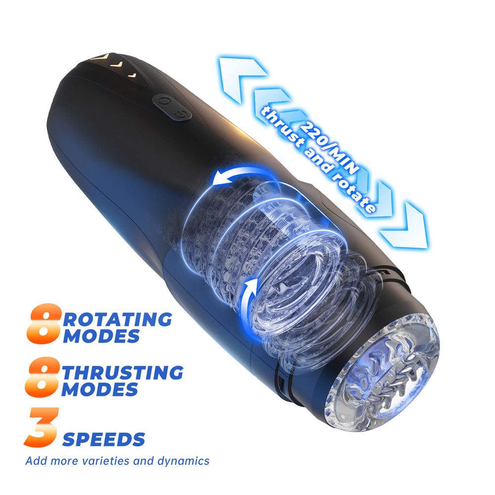 CyberSkin Galaxy Voy - USB Rechargeable Thrusting & Rotating Auto Masturbator with Heater-CS-GV-BLK