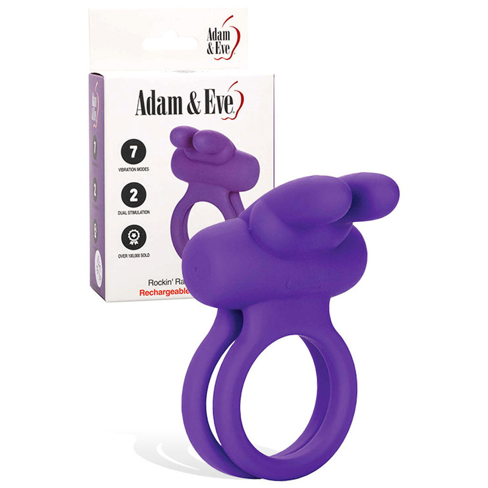 Adam & Eve ROCKIN RABBIT - Purple USB Rechargeable Cock & Balls Ring-D296 2900