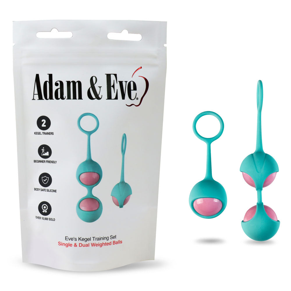 Adam & Eve Eves Kegel Training Set - Teal/Pink Kegel Trainers - Set of 2