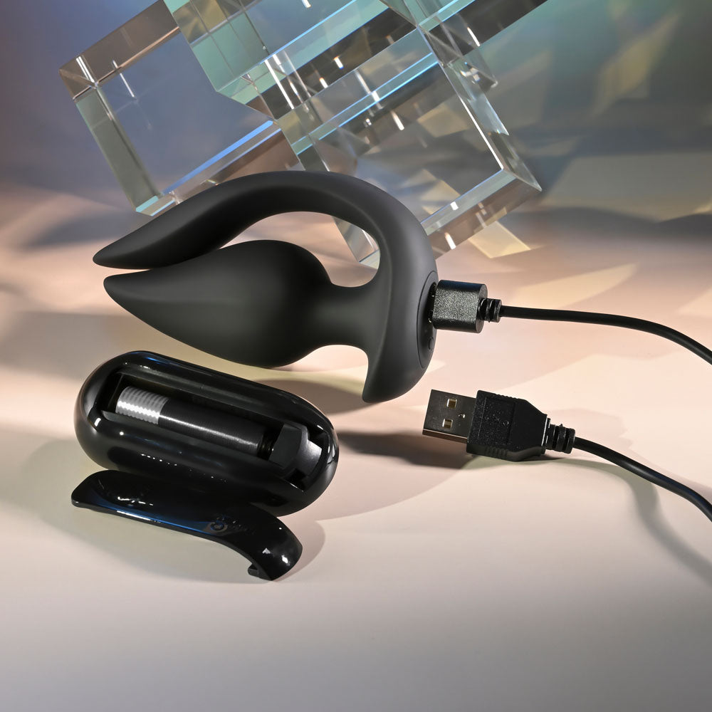 Evolved THE GENIE - Black 11.2 cm USB Rechargeable Vibrating Plug with Wireless Remote-EN-RS-6770-2