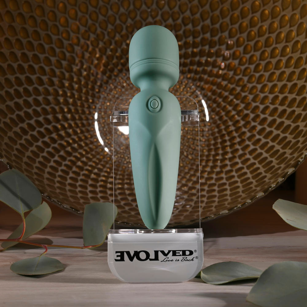 Evolved RUMBLE WAND - Olive Greeb 13.4 USB Rechargeable Mini Massage Wand-EN-RS-6848-2