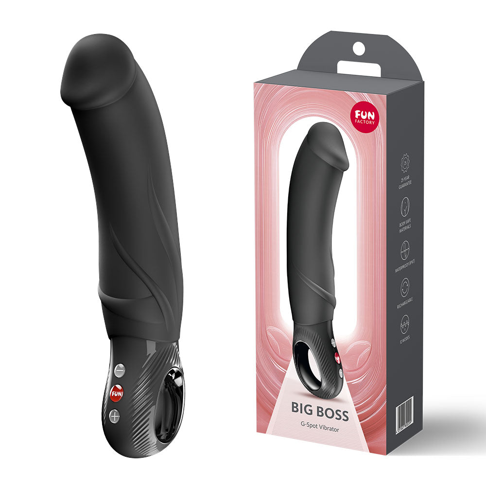 Fun Factory BIG BOSS Black - Black 22.9 cm USB-C Vibrator - FF000950BK01