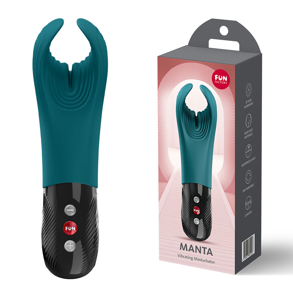 Fun Factory MANTA Bottle Green - Bottle Green USB-C Rechargeable Unisex Vibrator - FF000976BT01