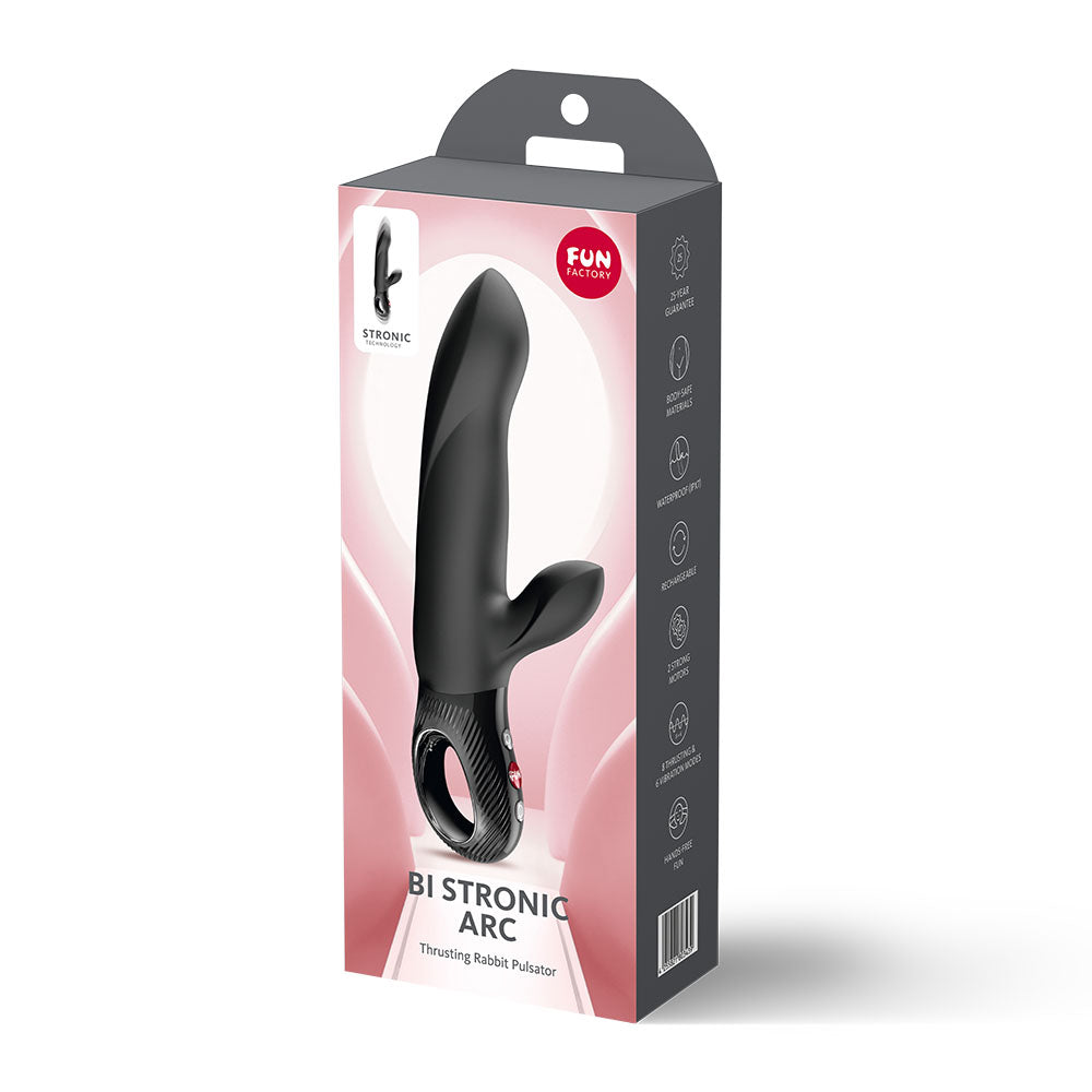 Fun Factory BI STRONIC ARC Black - Black 21.6 cm USB-C Rechargeable Thrusting Vibrator - FF001018BK01