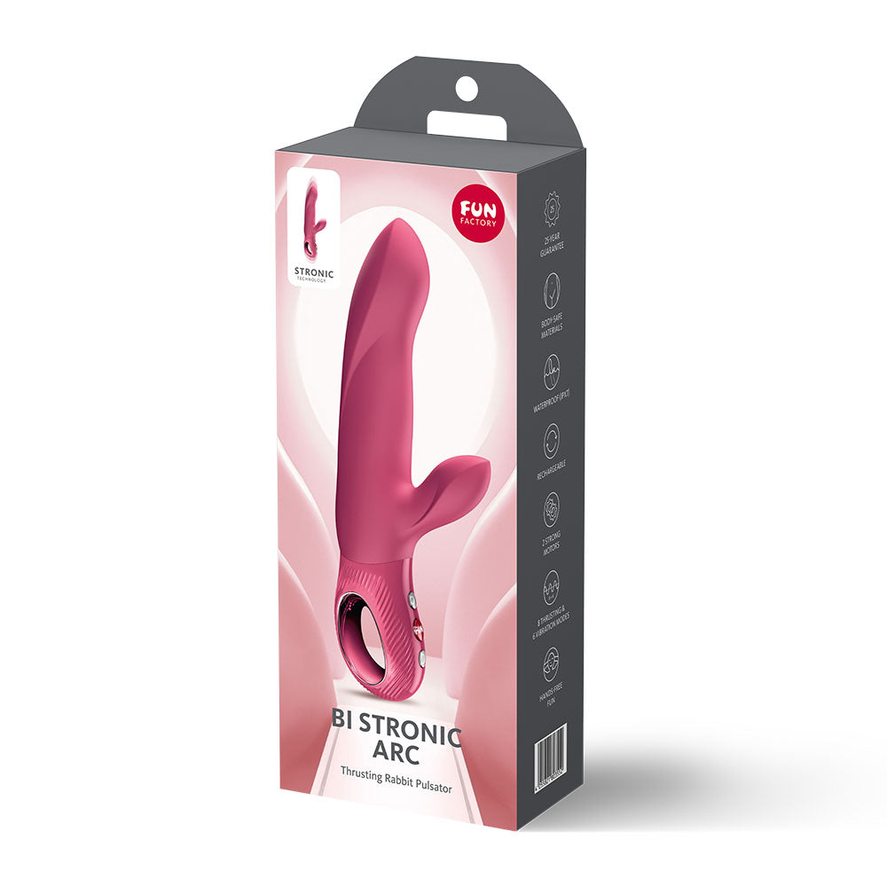 Fun Factory BI STRONIC ARC Raspberry - Raspberry 21.6 cm USB-C Rechargeable Thrusting Vibrator - FF001018RB01