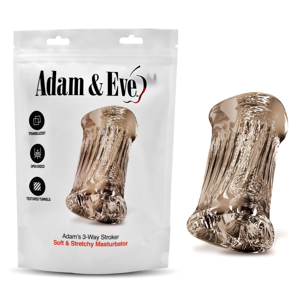 Adam & Eve Adams 3-Way Stroker - Clear Triple Hole Stroker