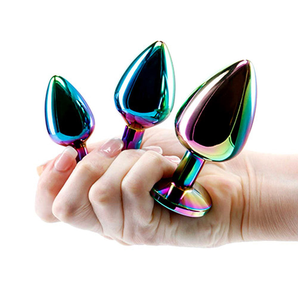Adam & Eve RAINBOW HEART GEM ANAL TRAINING SET - Multicoloured Metal Anal Plugs with Gem Bases - Set of 3 Sizes-I480 9000