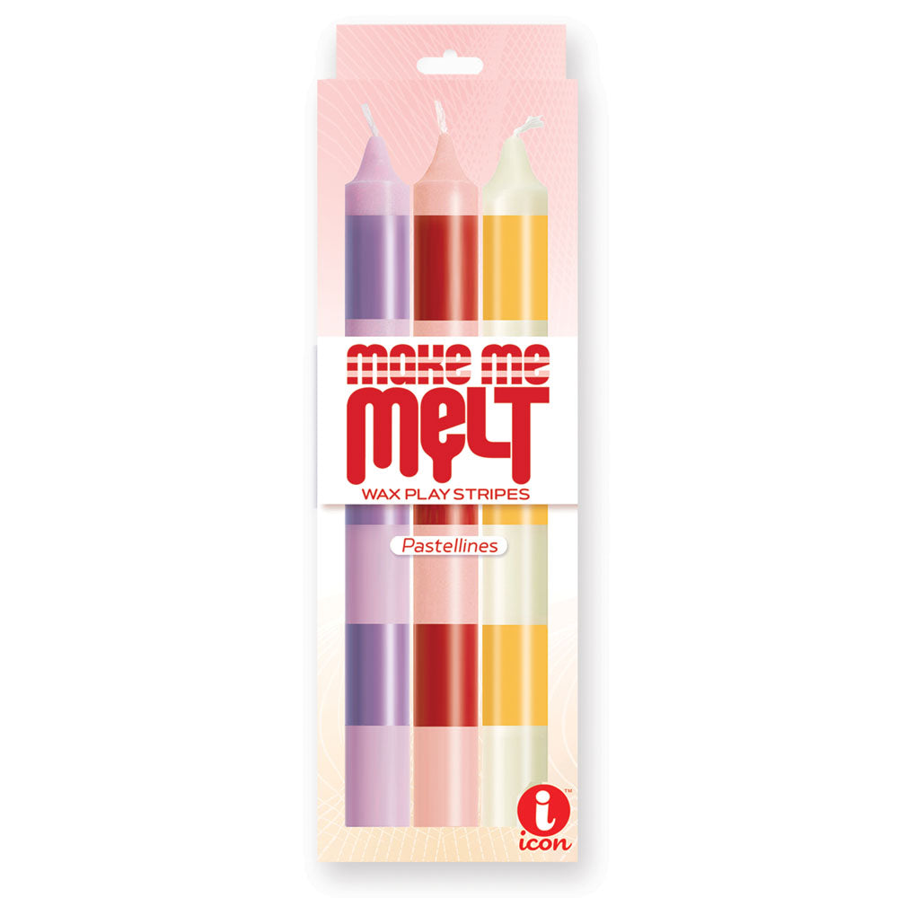 The 9s Make Me Melt Drip Candle 3-Pk - Pastellines - Pastel Coloured Drip Candles - 3 Pack - IC2328