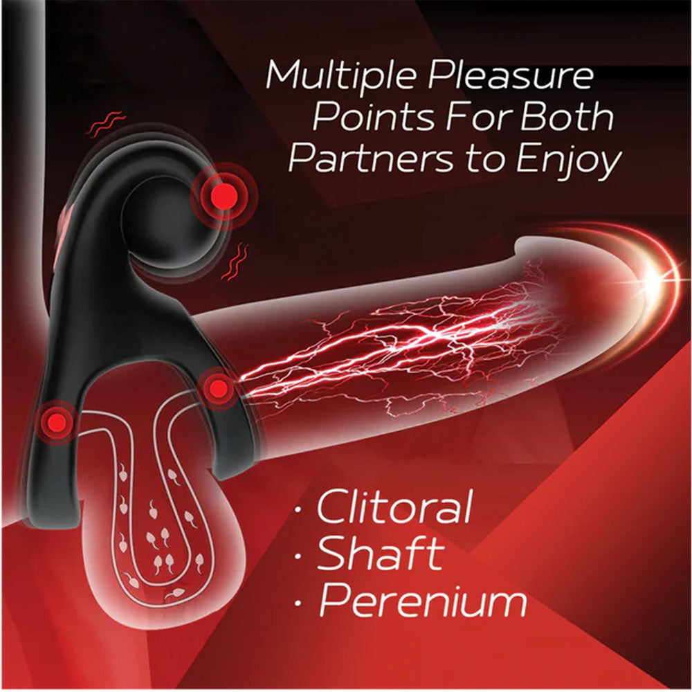 Red Dot Rings - V2 - Black USB Rechargeable Vibrating Cock & Ball Ring with Remote-IC5077