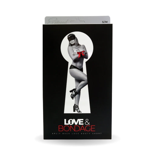 Bondage Set - Split Back Lace Booty Short S/M-L303BLKMED