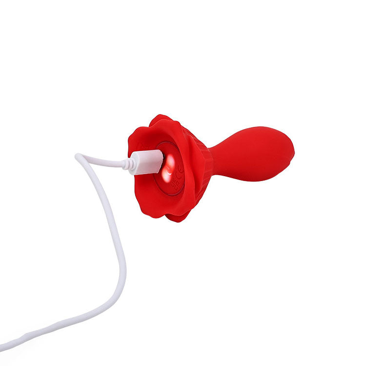Adam & Eve THE ROSEBUD - Red 10.2 cm USB Rechargeable Vibrating Butt Plug with Remote - L430 6000