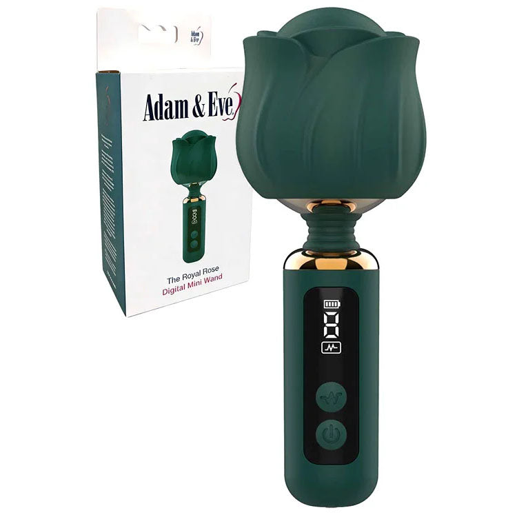 Adam & Eve THE ROYAL ROSE Mini Wand - Green - Green USB Rechargeable Mini Massager Wand - L698 0600