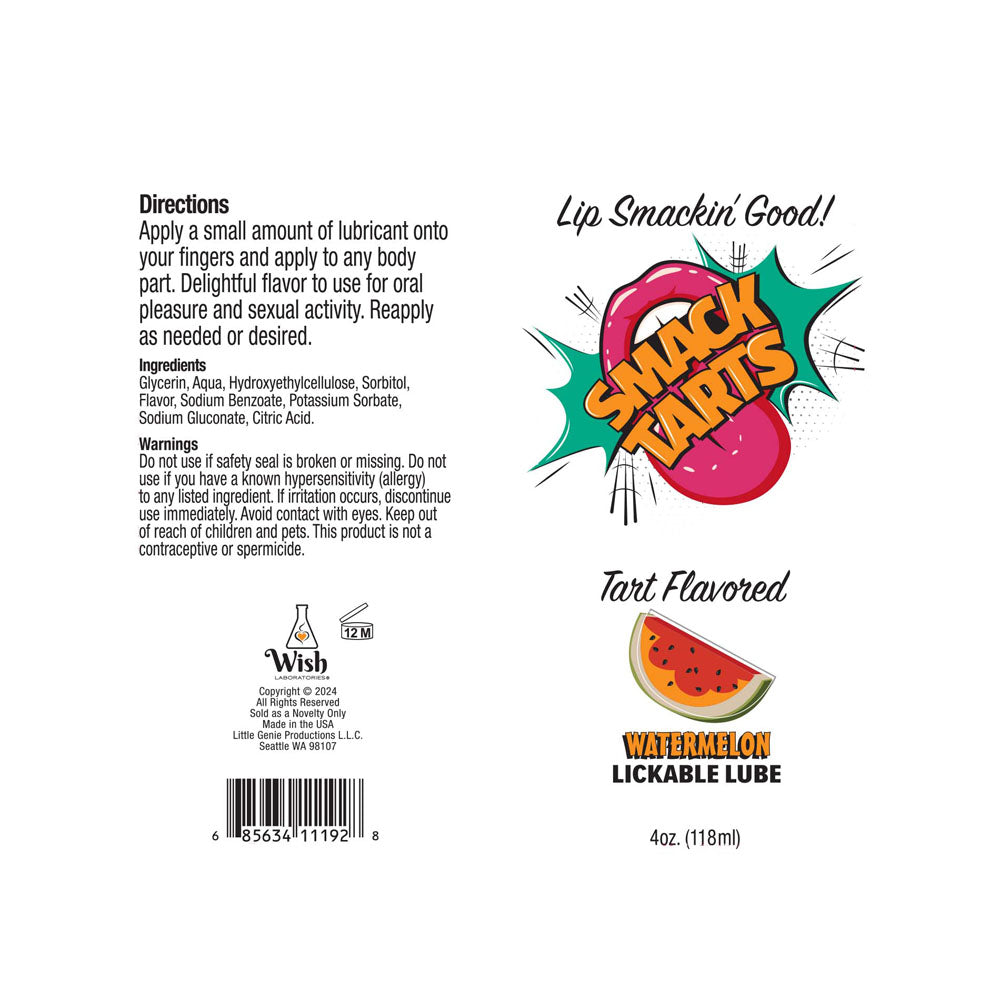 Smack Tarts - Sour Watermelon - Sour Watermelon Flavoured Lubricant - 120 ml Tube-LGBT.425