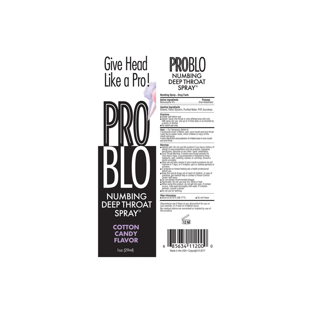 ProBlo Deep Throat Spray - Cotton Candy - Cotton Candy Flavoured Deep Throat Spray - 30 ml-LGBT.525