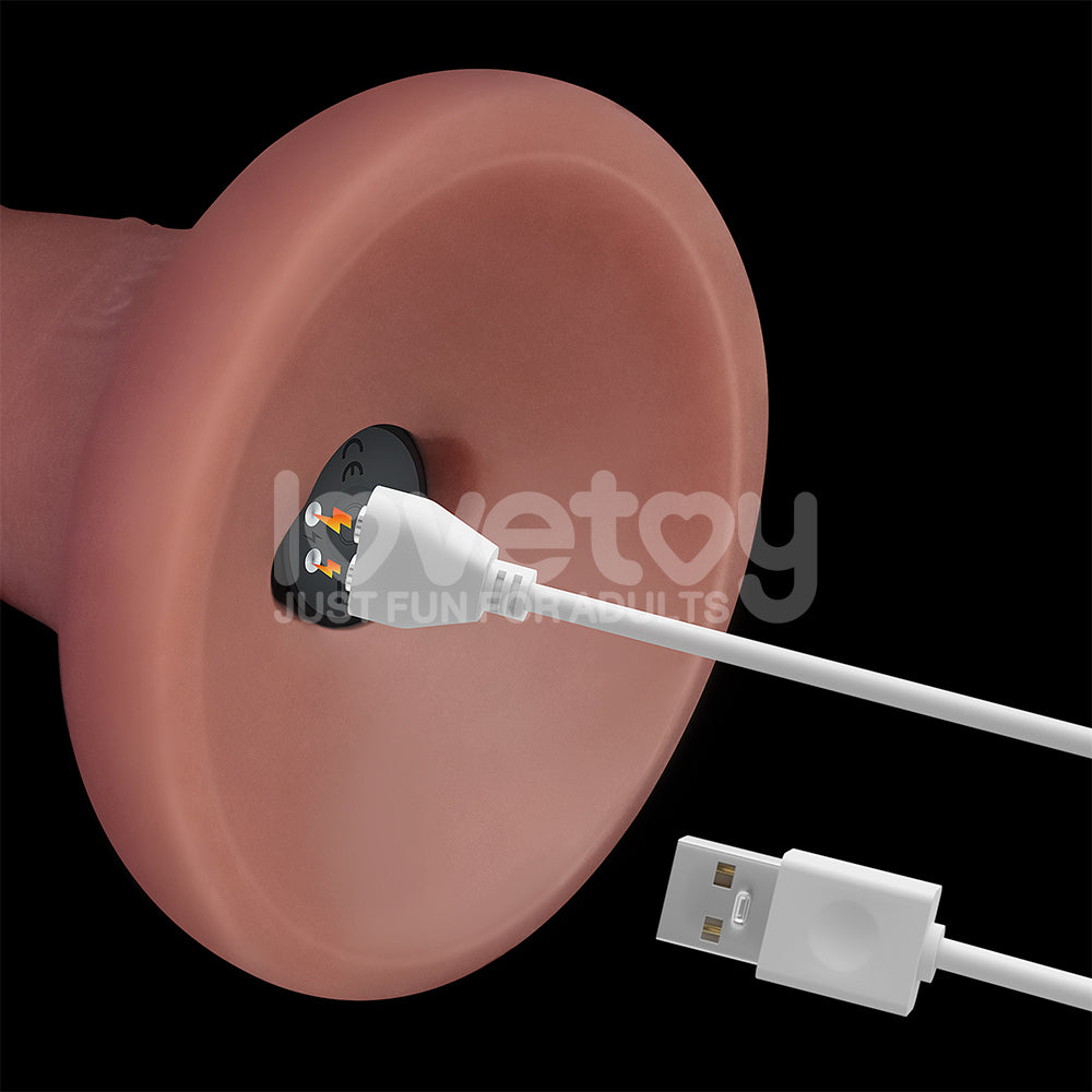 Dual Density Power Cock - 6 Inch Flesh - Flesh 16 cm USB Rechargeable Vibrating Dong - LV110201