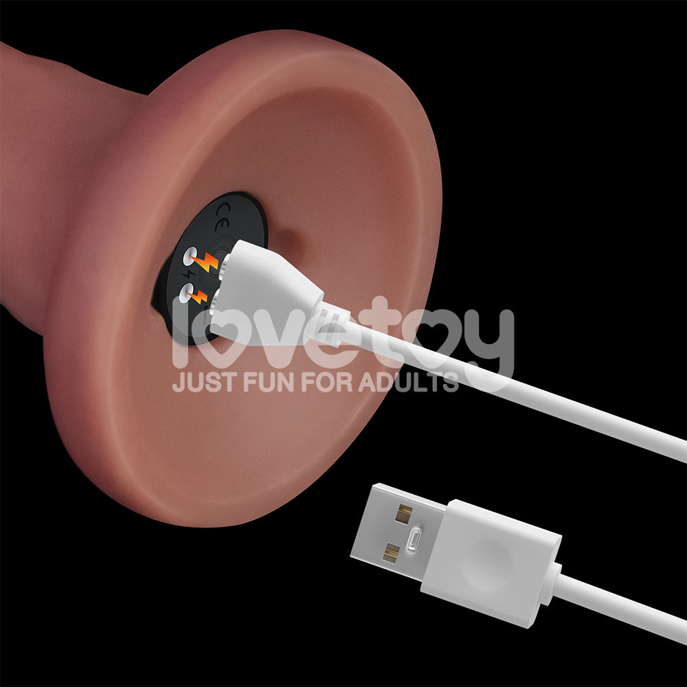 Dual Density Power Cock - 8 Inch Flesh - Flesh 20 cm USB Rechargeable Vibrating Dong - LV110202