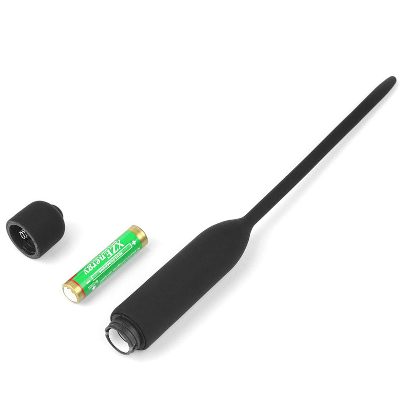Ultimate Silicone Vibrating Urethral Dilator - Black Vibrating Urethral Sound - LV2610