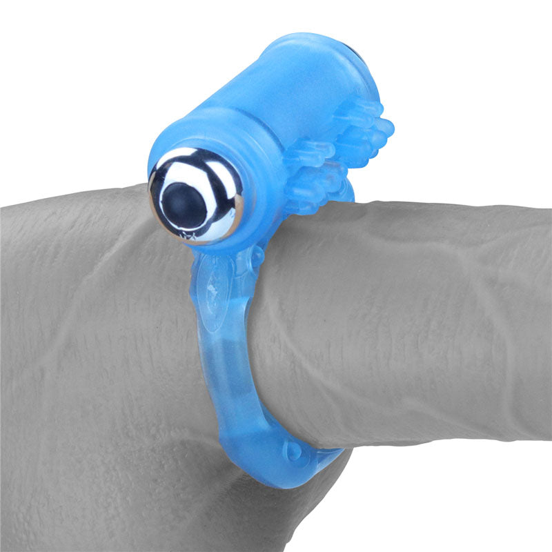 Lumino Play Vibrating Penis Ring - Glow in the Dark Blue Vibrating Cock Ring-LV343215