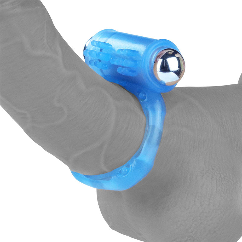 Lumino Play Vibrating Penis Ring - Glow in the Dark Blue Vibrating Cock Ring-LV343215