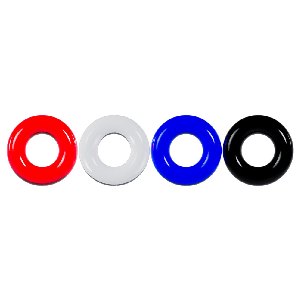 LEVELZ Multicolour Cock Ring Set - 4 Pack - Coloured Cock Rings - 4 Pack - LVL01-0001MUL