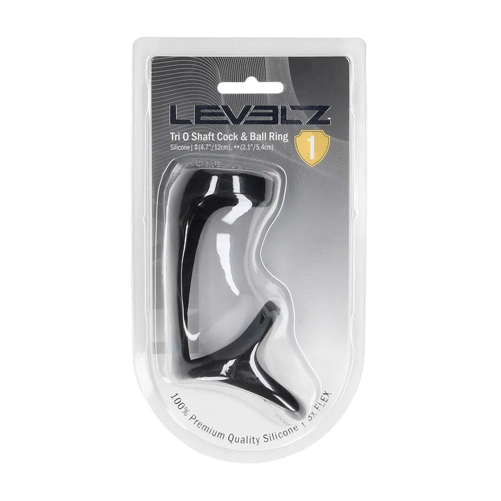 LEVELZ Tri O Silicone Shaft Cock & Ball Ring - Black Cock & Balls Ring - LVL01-0042BLK