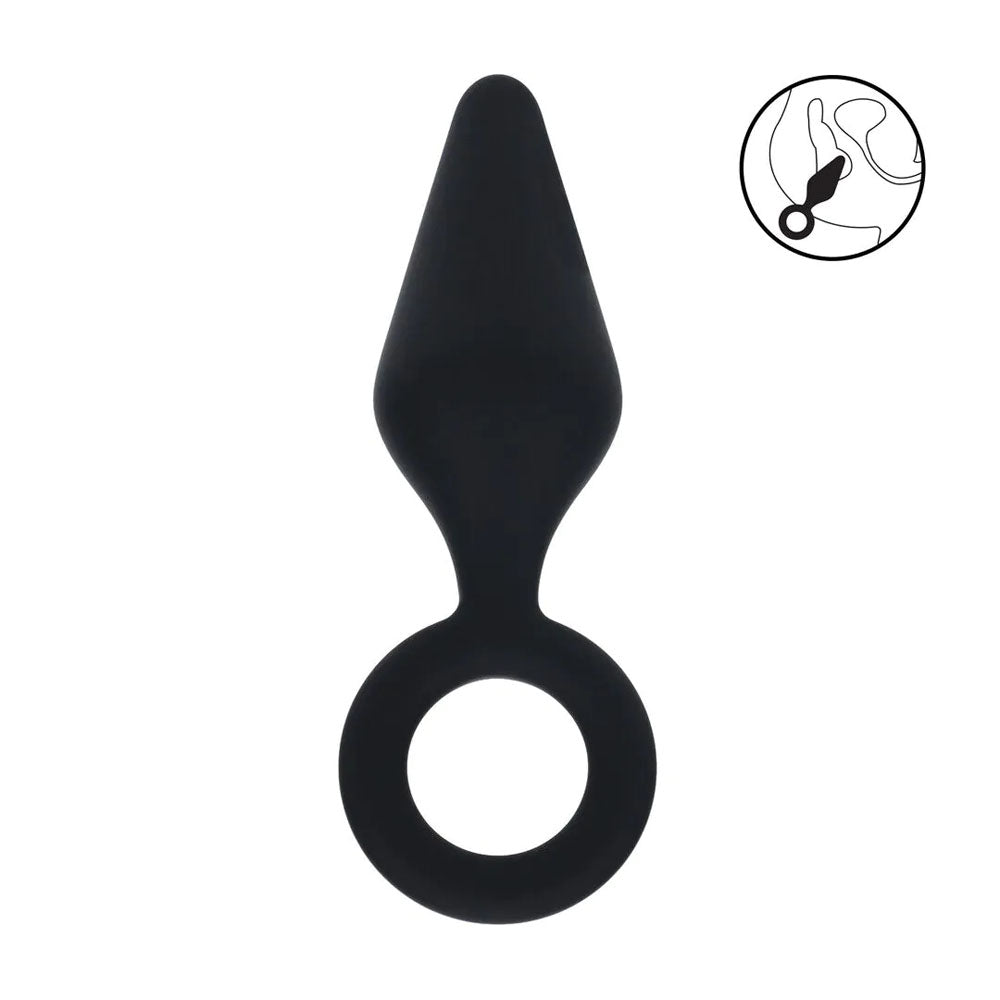 LEVELZ Silicone Anal Plug with Loop - Medium - Black - Black Medium Butt Plug-LVL02-0007BLK