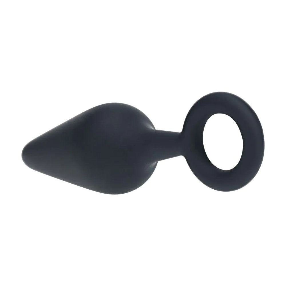 LEVELZ Silicone Anal Plug with Loop - Medium - Black - Black Medium Butt Plug-LVL02-0007BLK