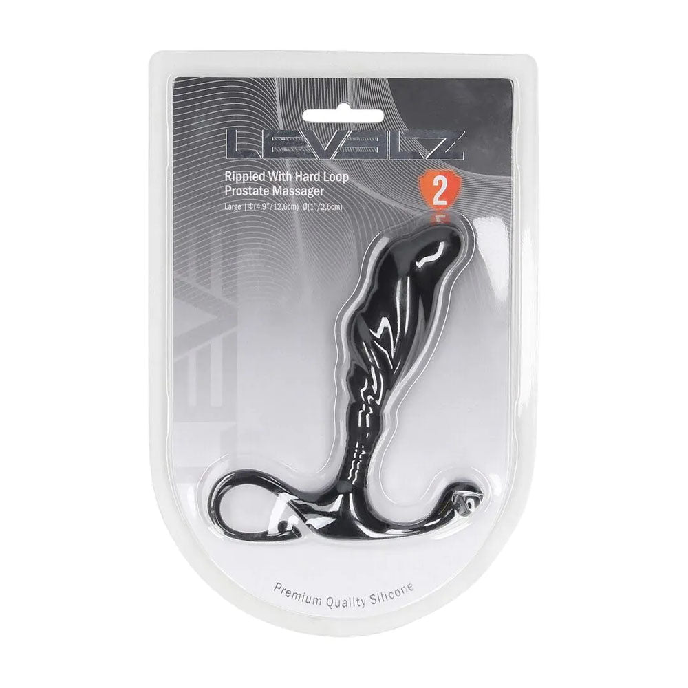 LEVELZ Rippled with Hard Loop Prostate Massager - Large - Black Large Prostate Massager-LVL02-0026BLK