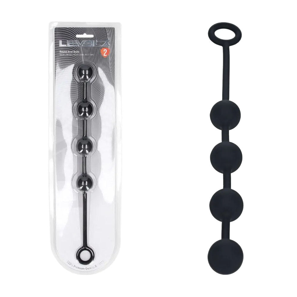 LEVELZ Round Silicone Anal Balls - M - 20mm - Black 32 cm Medium Anal Balls-LVL02-0034BLK