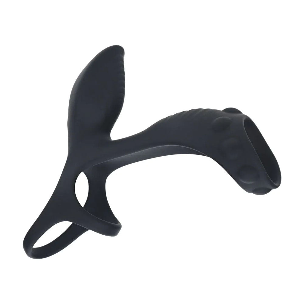 LEVELZ Vibrating Cock & Ball Ring with Shaft Loop - Black USB Rechargeable Vibrating Cock & Ball Rings-LVL03-0031BLK