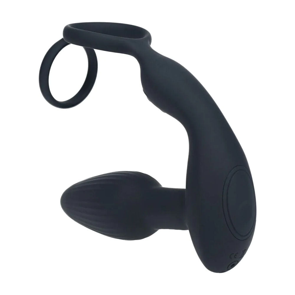 LEVELZ Dual Vibrating Prostate Stimulator with Cock Ring - Black USB Rechargeable Vibrating Butt Plug with Cock Ring-LVL03-0043BLK