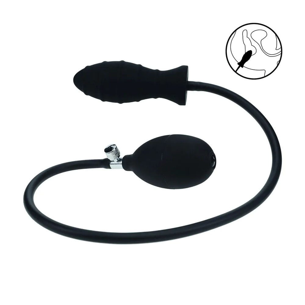 LEVELZ Ribbed Inflatable Anal Plug - Black Inflatable Butt Plug