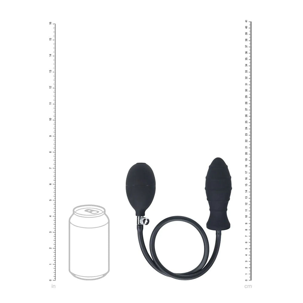 LEVELZ Ribbed Inflatable Anal Plug - Black Inflatable Butt Plug-LVL04-0001BLK