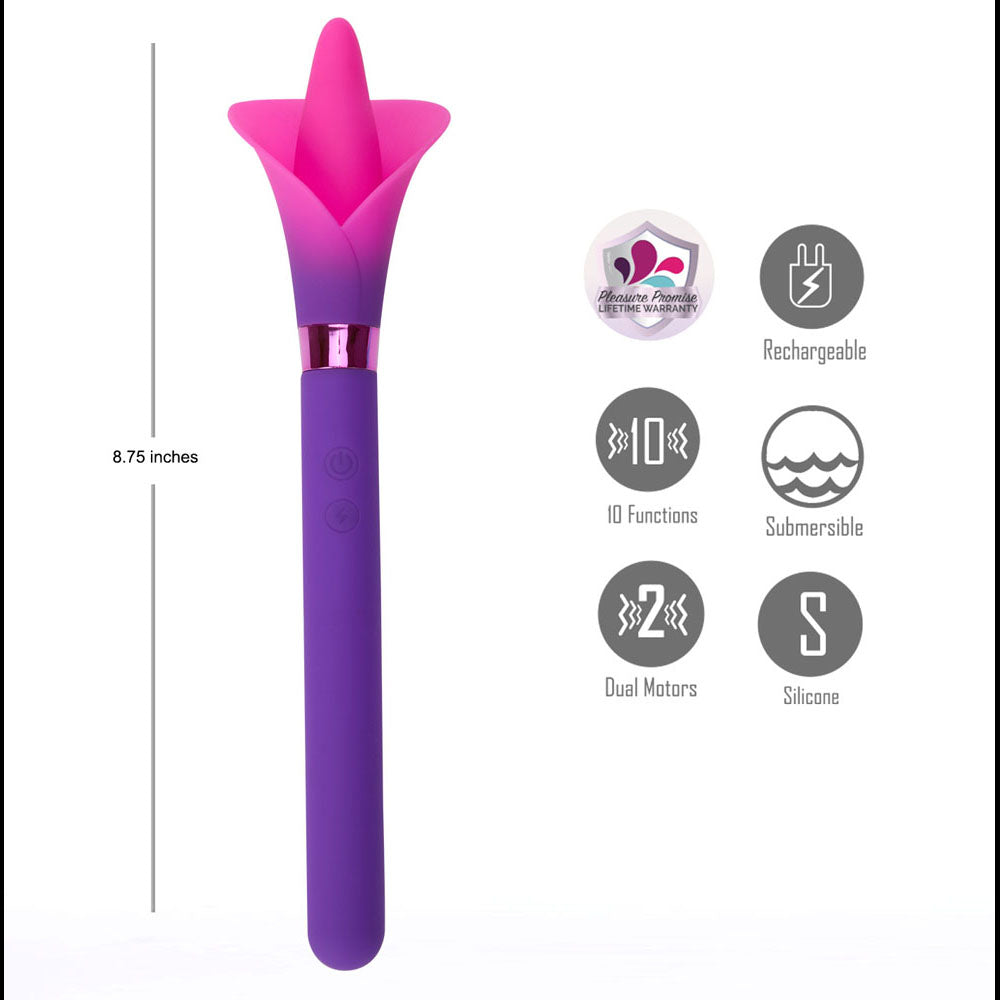 Maia VALA - Purple - Purple/Pink 22.2 cm USB Rechargeable Flower Vibrator-MA25-07-PURPLE
